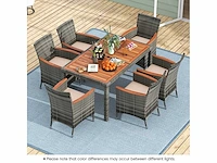 Buiteneettafel - acaciahout en rotan - afbeelding 2 van  5