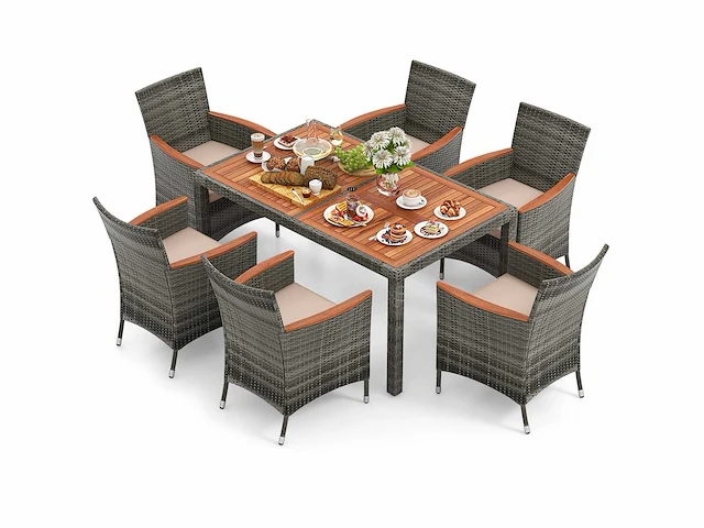 Buiteneettafel - acaciahout en rotan - afbeelding 4 van  5