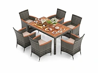 Buiteneettafel - acaciahout en rotan - afbeelding 4 van  5