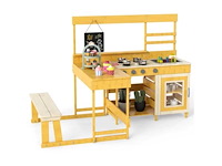 Buitenkeuken voor kinderen gemaakt van spar met geïntegreerde picknicktafel en bank tp10306na - afbeelding 1 van  2