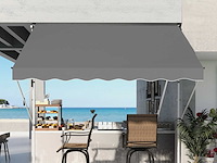 Buitenluifel met scharnierende arm en klem, zonbescherming, krukas, balkon, aluminium, 3 x 1,5 m, grijs - afbeelding 1 van  9