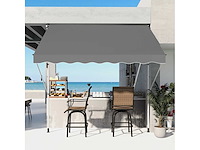 Buitenluifel met scharnierende arm en klem, zonbescherming, krukas, balkon, aluminium, 3 x 1,5 m, grijs - afbeelding 2 van  9