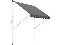 Buitenluifel met scharnierende arm en klem, zonbescherming, krukas, balkon, aluminium, 3 x 1,5 m, grijs - afbeelding 3 van  9