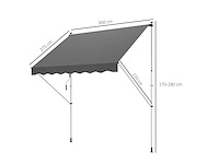 Buitenluifel met scharnierende arm en klem, zonbescherming, krukas, balkon, aluminium, 3 x 1,5 m, grijs - afbeelding 4 van  9