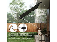 Buitenluifel met scharnierende arm en klem, zonbescherming, krukas, balkon, aluminium, 3 x 1,5 m, grijs - afbeelding 7 van  9