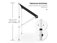 Buitenluifel met scharnierende arm en klem, zonbescherming, krukas, balkon, aluminium, 3 x 1,5 m, grijs - afbeelding 8 van  9