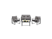 Buitentuinlounge 4 stuks, 2 fauteuils, tafelbank grijs - afbeelding 2 van  5