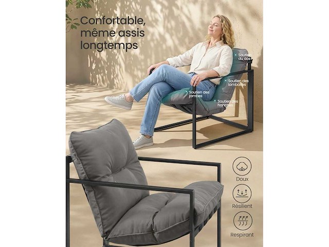 Buitentuinlounge 4 stuks, 2 fauteuils, tafelbank grijs - afbeelding 3 van  5