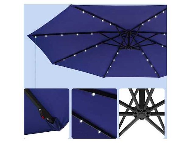 Buitentuinparasol cantilever met zonne-energie led, parasol ø 3 m - afbeelding 3 van  4