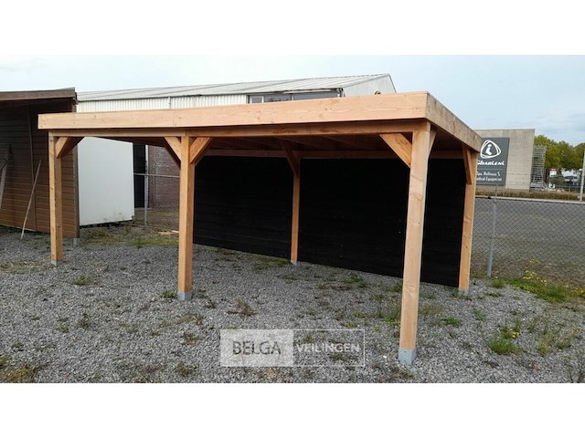 Buitenverblijf overkapping douglas met achter wand afm 1200x400cm hoogte 245cm - afbeelding 2 van  9