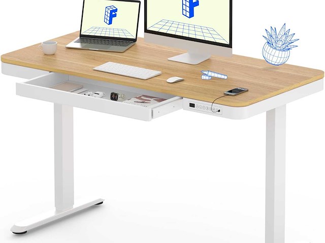 Bureau assis-debout électrique flexispot avec tiroirs - afbeelding 1 van  9