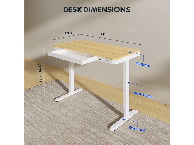 Bureau assis-debout électrique flexispot avec tiroirs - afbeelding 4 van  9