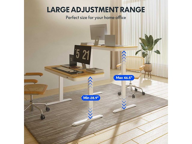Bureau assis-debout électrique flexispot avec tiroirs - afbeelding 7 van  9