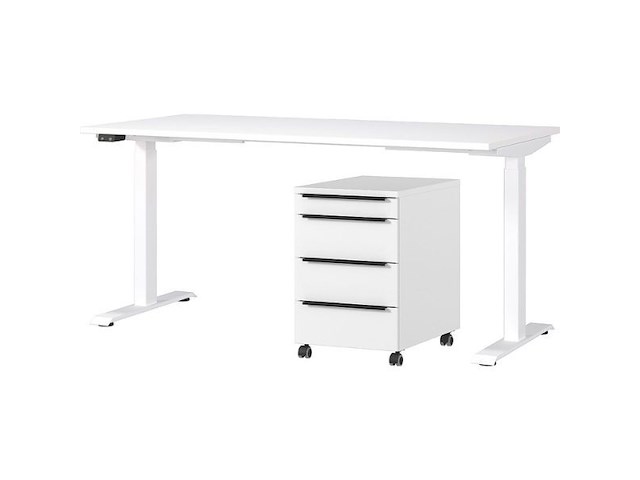 Bureau en ladekast hermoso | 217x80x72-118cm | elektrisch verstelbaar | wit - afbeelding 1 van  1