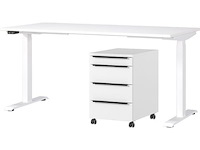 Bureau en ladekast hermoso | 217x80x72-118cm | elektrisch verstelbaar | wit