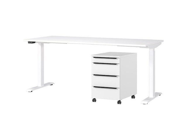 Bureau en ladekast hermoso | 237x80x72-118cm | elektrisch verstelbaar | wit - afbeelding 1 van  1