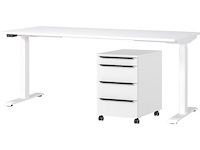 Bureau en ladekast hermoso | 237x80x72-118cm | elektrisch verstelbaar | wit