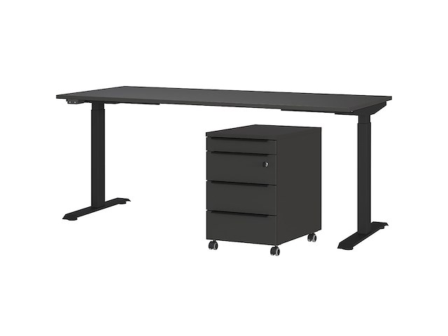 Bureau en ladekast met slot hermoso | 237x80x72-118cm | elektrisch verstelbaar | grafiet - afbeelding 1 van  1