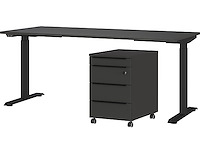 Bureau en ladekast met slot hermoso | 237x80x72-118cm | elektrisch verstelbaar | grafiet - afbeelding 1 van  1