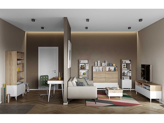 Bureau horizon 134cm - eik/wit - afbeelding 1 van  7