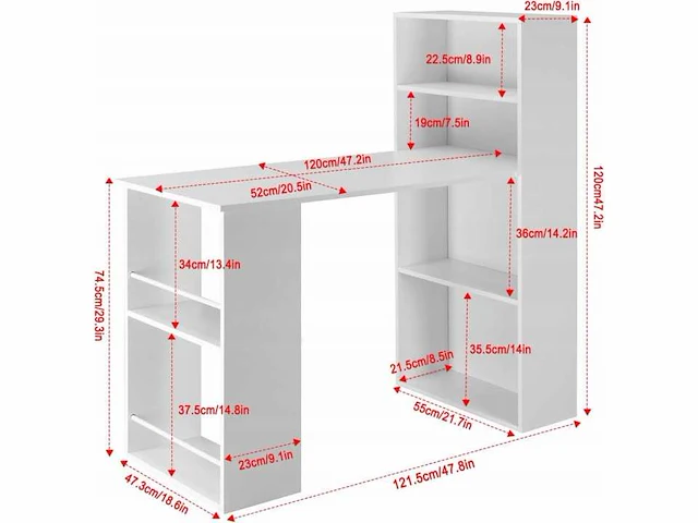 Bureau met planken - wit - afbeelding 2 van  4