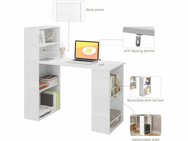 Bureau met planken - wit - afbeelding 3 van  4