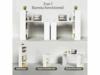 Bureau met planken aan beide zijden en opbergruimte, 120x55 cm, wit - afbeelding 3 van  3