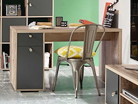 Bureau moleskin 130 cm met 1 deur & 1 lade - antraciet/old style