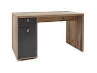 Bureau moleskin 130 cm met 1 deur & 1 lade - antraciet/old style - afbeelding 2 van  7