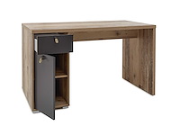 Bureau moleskin 130 cm met 1 deur & 1 lade - antraciet/old style - afbeelding 3 van  7
