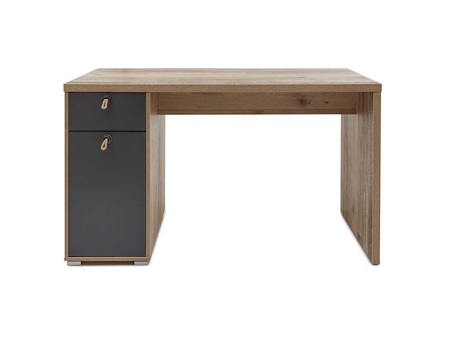Bureau moleskin 130 cm met 1 deur & 1 lade - antraciet/old style - afbeelding 4 van  7