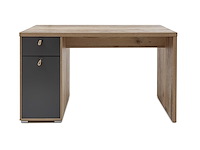 Bureau moleskin 130 cm met 1 deur & 1 lade - antraciet/old style - afbeelding 4 van  7