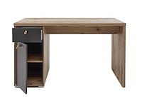 Bureau moleskin 130 cm met 1 deur & 1 lade - antraciet/old style - afbeelding 5 van  7