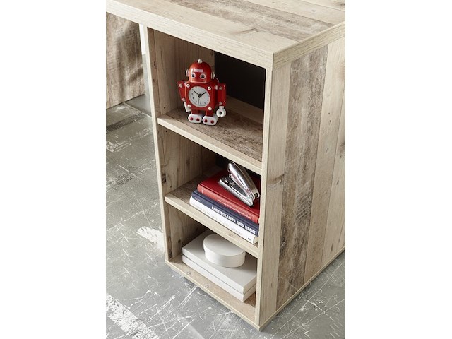 Bureau moleskin 130 cm met 1 deur & 1 lade - antraciet/old style - afbeelding 7 van  7