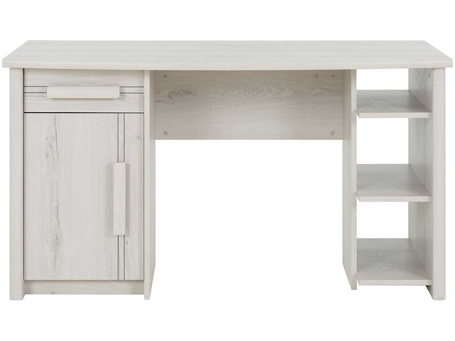 Bureau morris 136cm met 1 deur, 1 lade & 3 vakken - gebleekte helvezia eik - afbeelding 1 van  4
