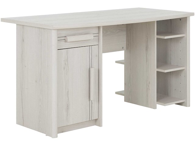 Bureau morris 136cm met 1 deur, 1 lade & 3 vakken - gebleekte helvezia eik - afbeelding 2 van  4