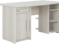 Bureau morris 136cm met 1 deur, 1 lade & 3 vakken - gebleekte helvezia eik - afbeelding 2 van  4