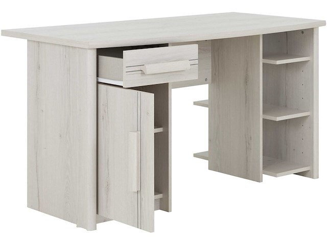 Bureau morris 136cm met 1 deur, 1 lade & 3 vakken - gebleekte helvezia eik - afbeelding 3 van  4