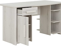 Bureau morris 136cm met 1 deur, 1 lade & 3 vakken - gebleekte helvezia eik - afbeelding 3 van  4