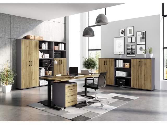 Bureau presley 180cm mechanisch verstelbaar - eik/zwart - afbeelding 2 van  2