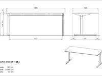 Bureau presley 180cm mechanisch verstelbaar - lichtgrijs/zilver - afbeelding 4 van  4