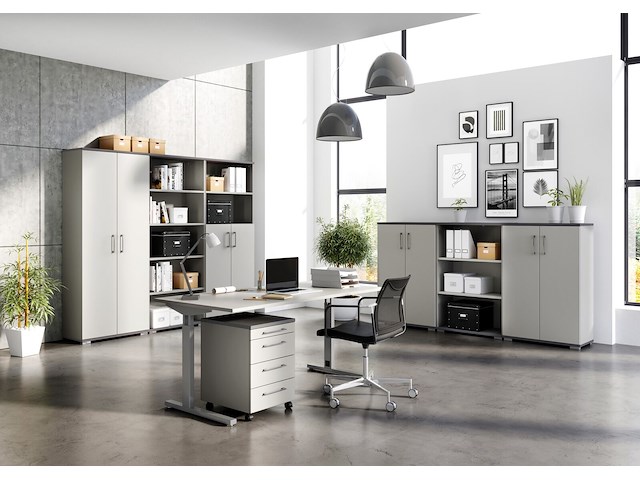 Bureau presley 180cm mechanisch verstelbaar - lichtgrijs/zilver - afbeelding 3 van  4
