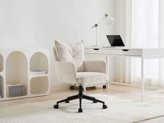 Bureaustoel - corduroy - crème en zwart - verstelbare hoogte door pascal morabito - afbeelding 1 van  8