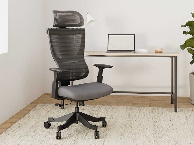 Bureaustoel ergonomische stoel compacte rugsteun 120° vergrendeling 360° rotatie (grijs) - afbeelding 1 van  8