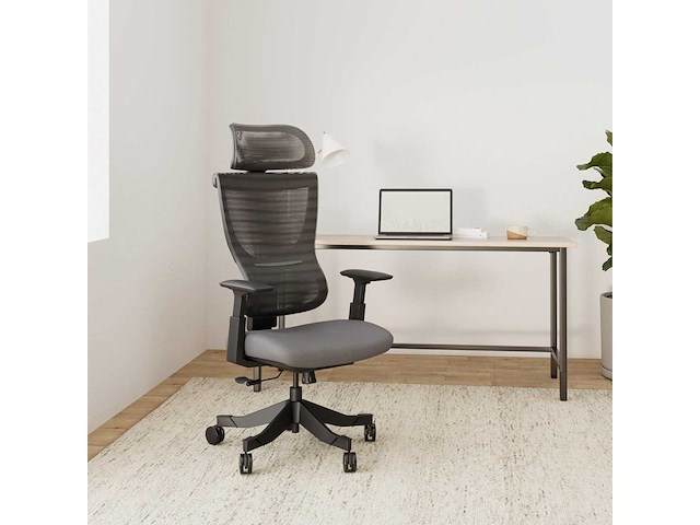 Bureaustoel ergonomische stoel compacte rugsteun 120° vergrendeling 360° rotatie (grijs) - afbeelding 2 van  8