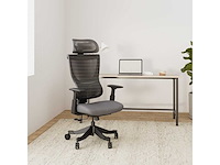 Bureaustoel ergonomische stoel compacte rugsteun 120° vergrendeling 360° rotatie (grijs) - afbeelding 2 van  8