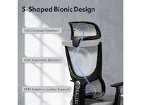 Bureaustoel ergonomische stoel compacte rugsteun 120° vergrendeling 360° rotatie (grijs) - afbeelding 4 van  8