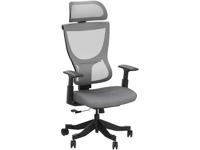 Bureaustoel ergonomische stoel compacte rugsteun 120° vergrendeling 360° rotatie (grijs) - afbeelding 5 van  8