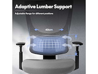 Bureaustoel ergonomische stoel compacte rugsteun 120° vergrendeling 360° rotatie (grijs) - afbeelding 6 van  8