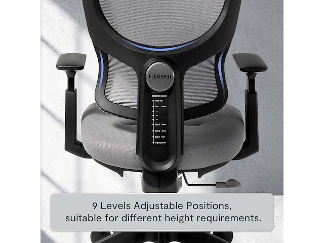 Bureaustoel ergonomische stoel compacte rugsteun 120° vergrendeling 360° rotatie (grijs) - afbeelding 7 van  8